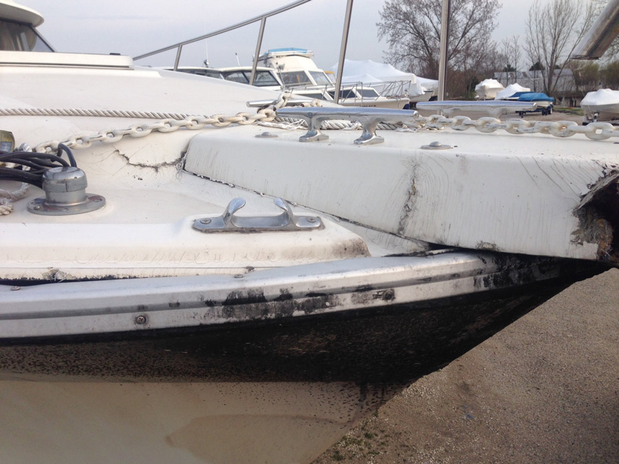 Professional Boat Fiberglass Repair - Professional Fiberglass Boat Damage Repair Before